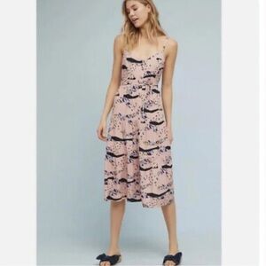 THE ODELLS Anthropologie Pink Tiered Spaghetti Strap Peasant Dress